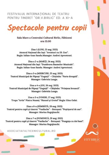 Au început Festivalul de Teatru „Grigore Vasiliu Birlic” și Festivalul de Film Documentar și de Scurtmetraj „Draga Film Fest”
