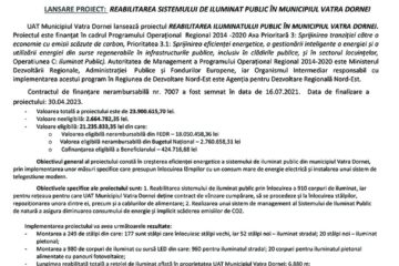 LANSARE PROIECT: REABILITAREA SISTEMULUI DE ILUMINAT PUBLIC ÎN MUNICIPIUL VATRA DORNEI