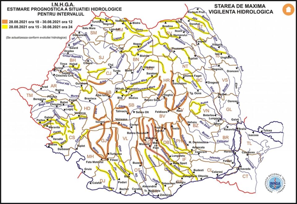 Cod galben de inundații pe râuri din județul Suceava