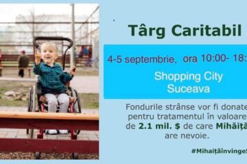 Târg caritabil pentru Mihăiță, în parcarea Shopping City Suceava