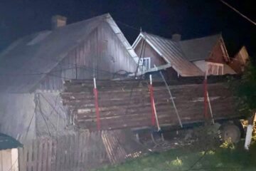 Remorca cu lemne a ajuns în curtea unui om
