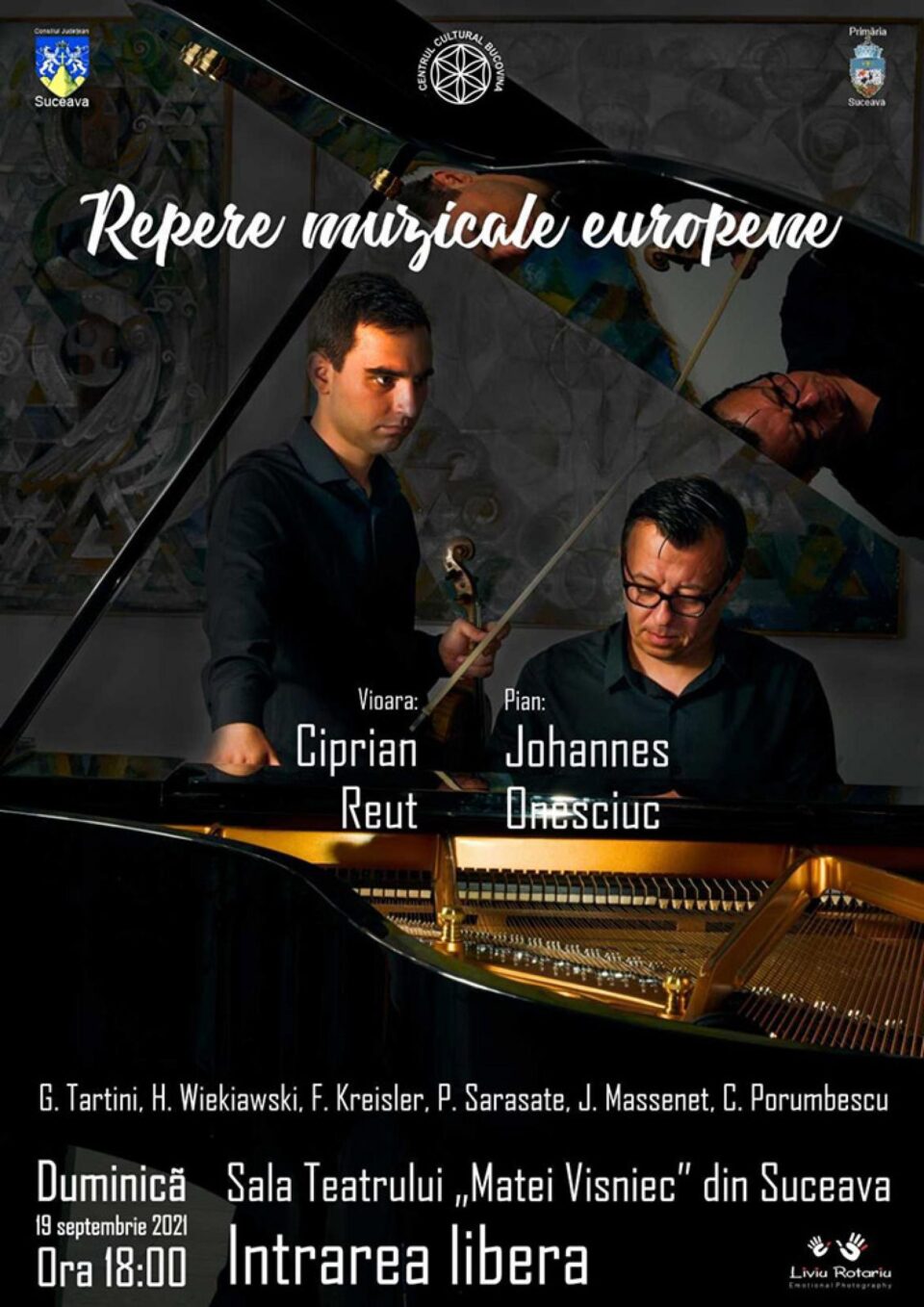 Repere muzicale europene, cu Johannes Onesciuc și Ciprian Reuț, la Sala Teatrului „Matei Vișniec” Repere muzicale europene, cu Johannes Onesciuc și Ciprian Reuț, la Sala Teatrului „Matei Vișniec”