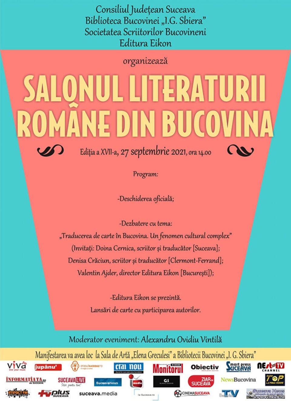 Salonul Literaturii Române din Bucovina, luni, la Biblioteca Bucovinei „I.G. Sbiera” Suceava Salonul Literaturii Române din Bucovina, luni, la Biblioteca Bucovinei „I.G. Sbiera” Suceava