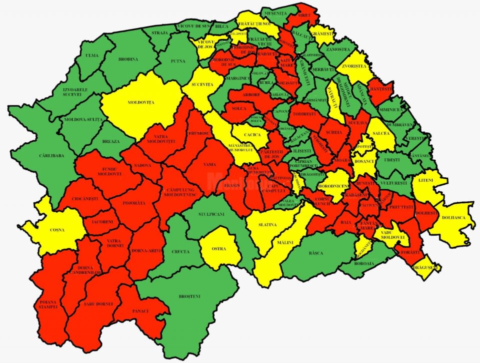 Incidența cazurilor de Covid-19 în județul Suceava