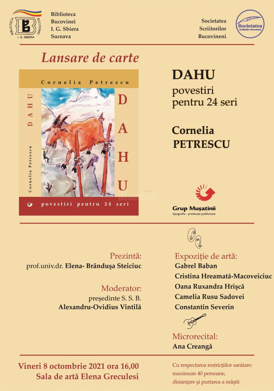 Lansare de carte și expoziție de artă, vineri, la Biblioteca Bucovinei „I. G. Sbiera” Lansare de carte și expoziție de artă, vineri, la Biblioteca Bucovinei „I. G. Sbiera”