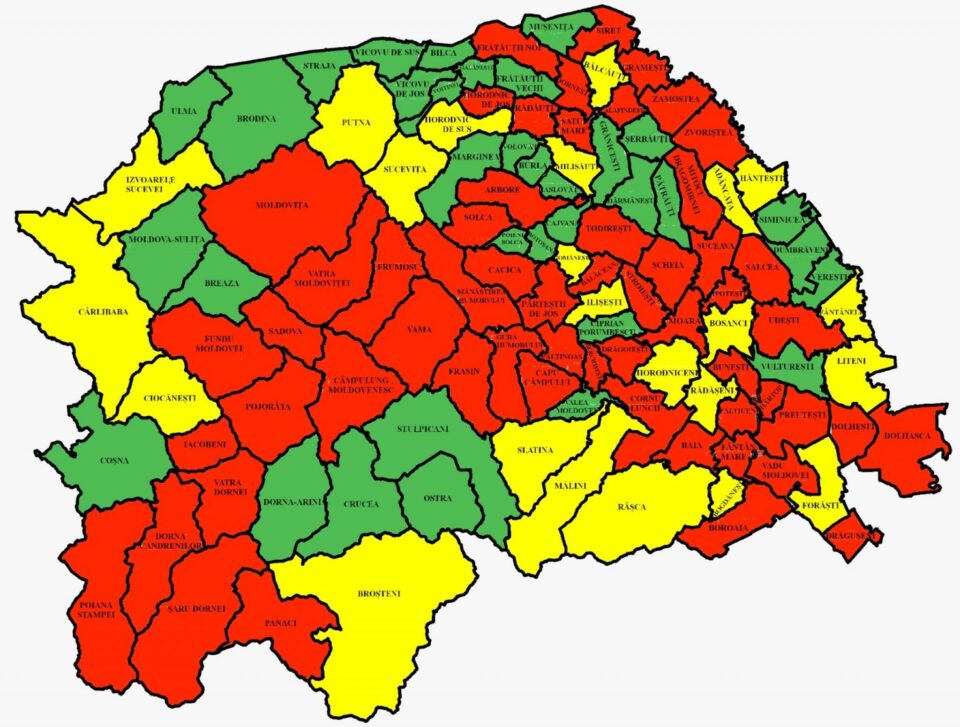 Incidența cazurilor de Covid în județul Suceva