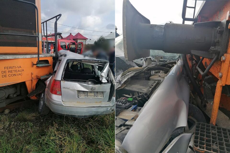 Au scăpat cu viață din mașina lovită în plin de tren