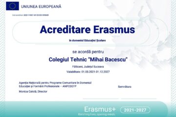 Colegiul Tehnic „Mihai Băcescu” din Fălticeni a obținut Acreditarea pentru proiecte Erasmus+
