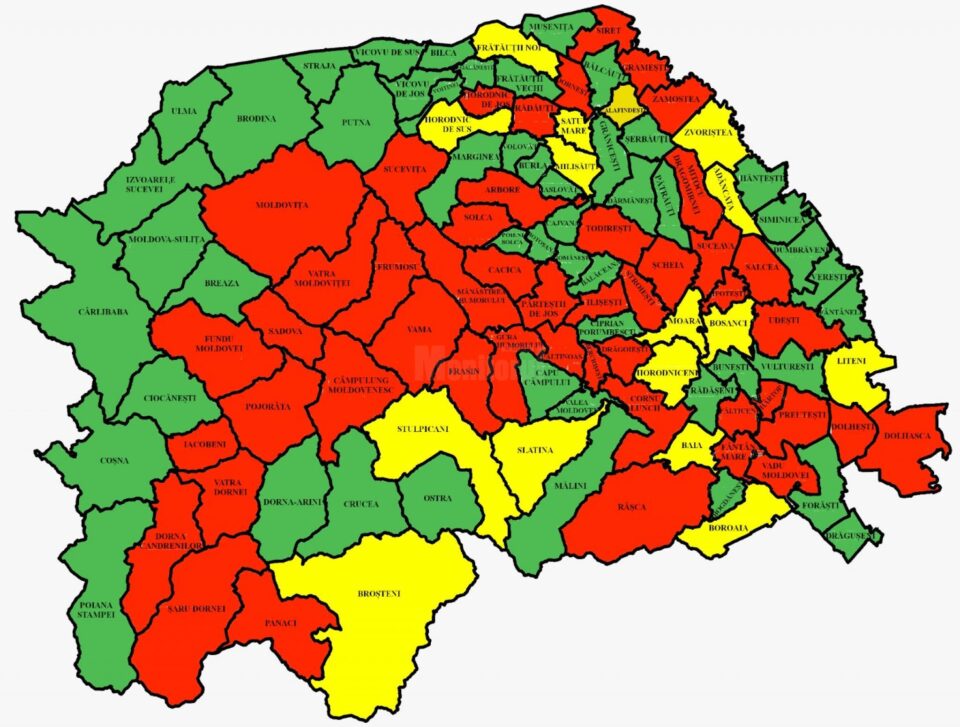 Incidența cazurilor de Covid-19 în județul Suceava