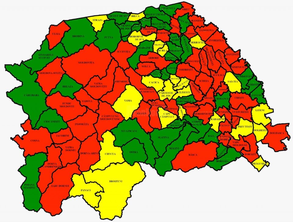 Incidența în localitățile sucevene