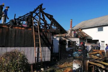 Incendiu puternic, stins de pompieri înainte de a cuprinde și o casă