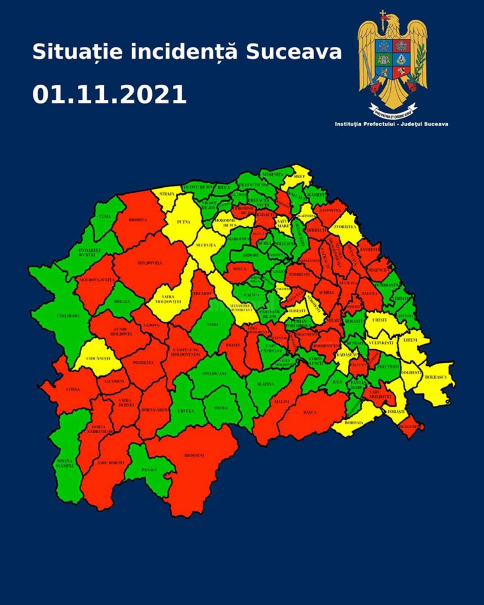Incidența cazurilor de Covid în fiecare localitate din județul Suceava