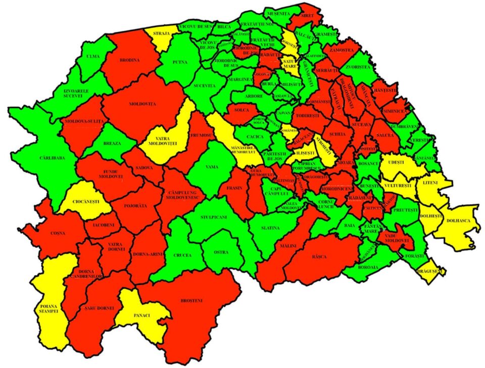 Incidența în localitățile sucevene
