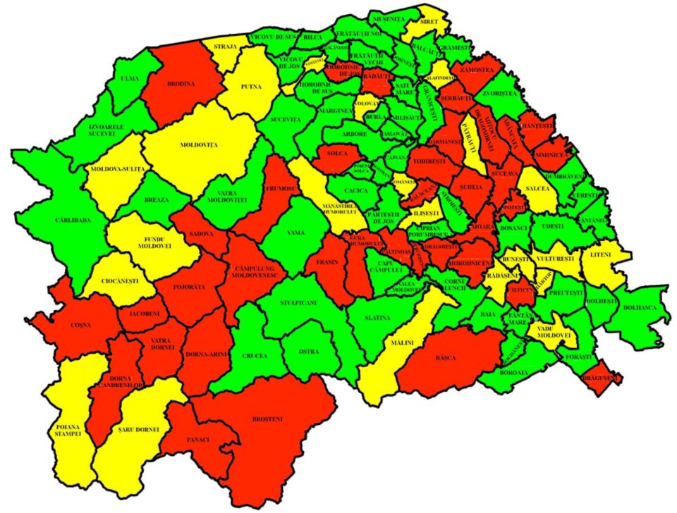 Incidența cazurilor de Covid în județul Suceava
