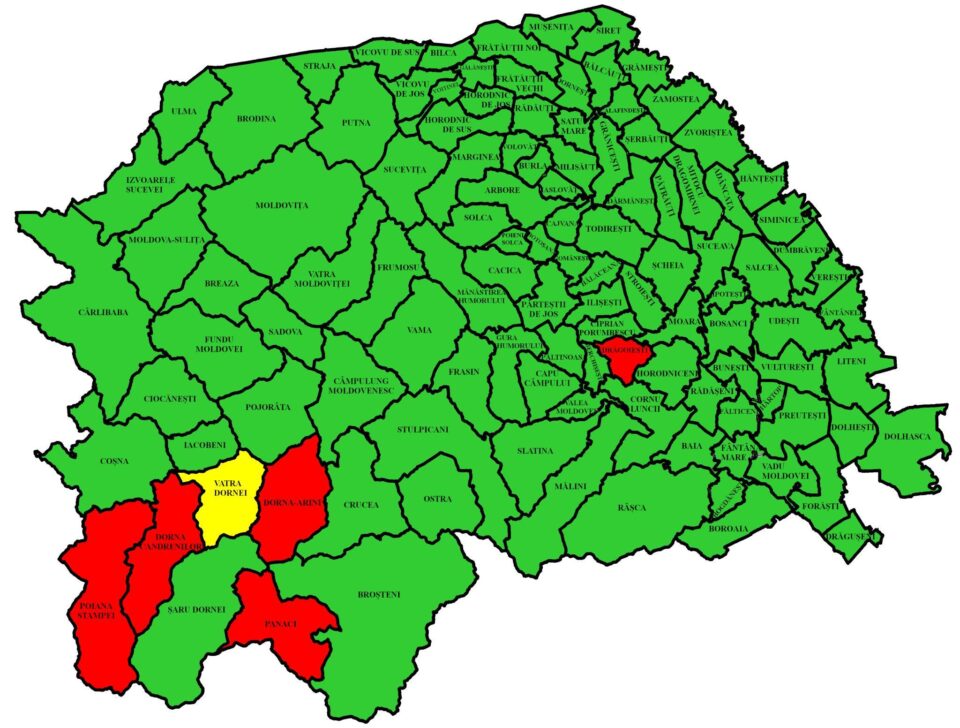 Doar 5 comune mai sunt în zona roșie