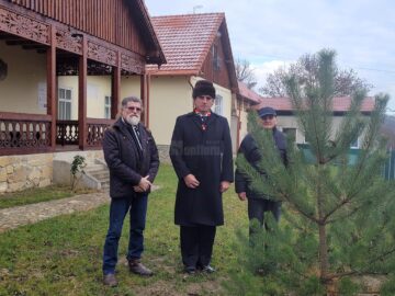În curtea Casei Memoriale Iuliu Maniu, lângă bradul plantat în 2018