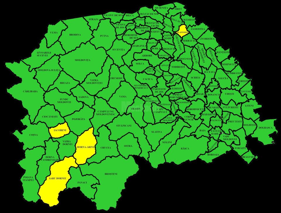 Harta incidentei Covid in judetul Suceava