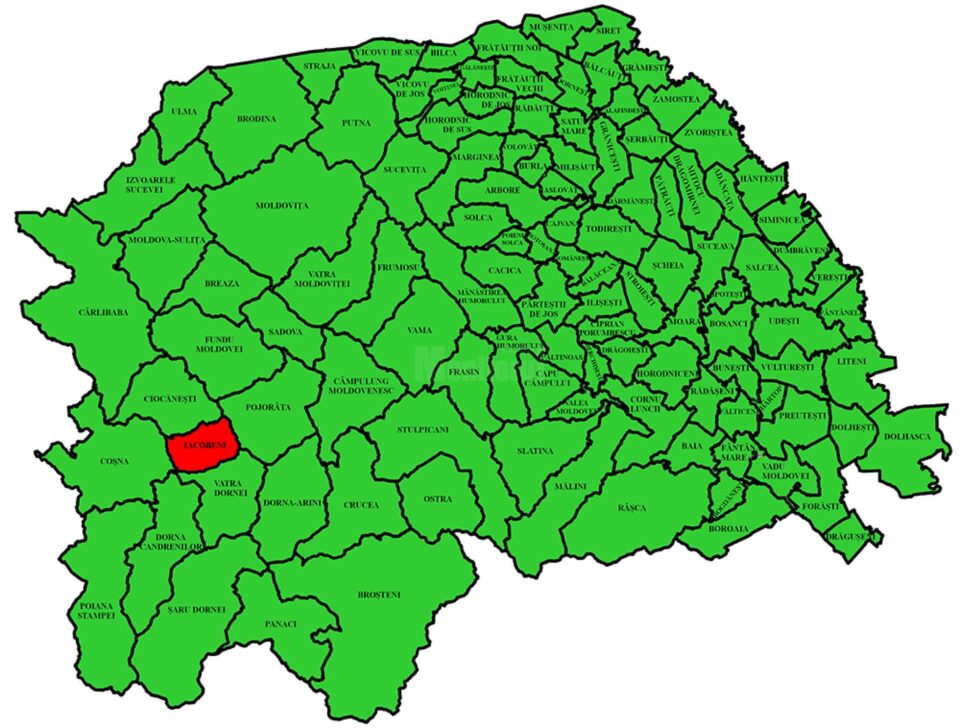 Cu excepția comunei Iacobeni, care este în roșu, tot județul Suceava este în zona verde de incidență Covid-19 Cu excepția comunei Iacobeni, care este în roșu, tot județul Suceava este în zona verde de incidență Covid-19