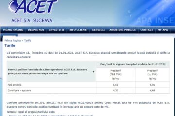 Noile tarife ACET 2022