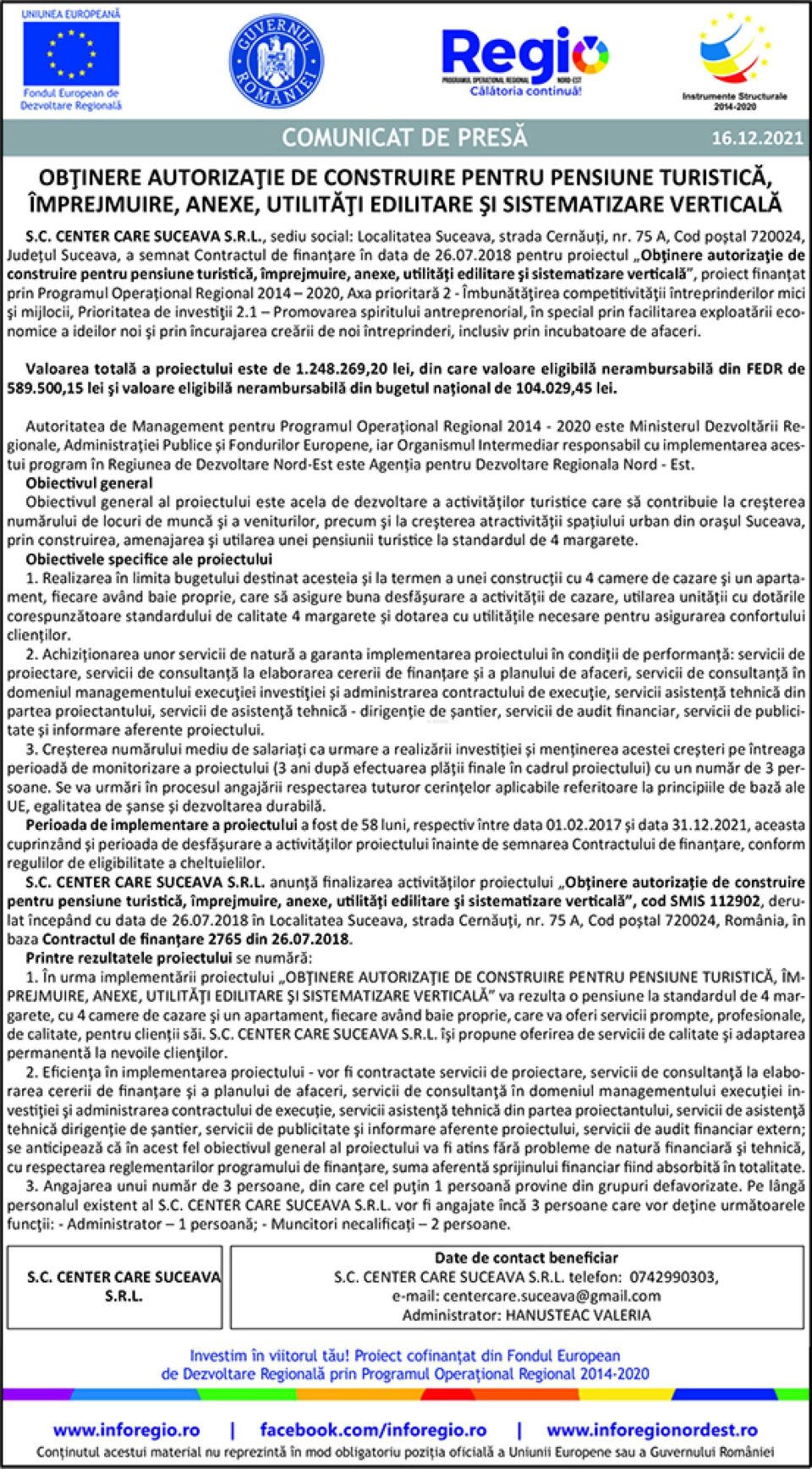 OBȚINERE AUTORIZAȚIE DE CONSTRUIRE PENTRU PENSIUNE TURISTICĂ, ÎMPREJMUIRE, ANEXE, UTILITĂȚI EDILITARE ȘI SISTEMATIZARE VERTICALĂ