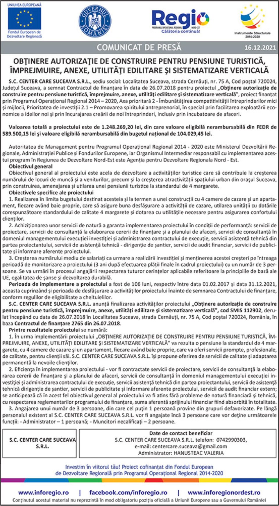 OBȚINERE AUTORIZAȚIE DE CONSTRUIRE PENTRU PENSIUNE TURISTICĂ, ÎMPREJMUIRE, ANEXE, UTILITĂȚI EDILITARE ȘI SISTEMATIZARE VERTICALĂ