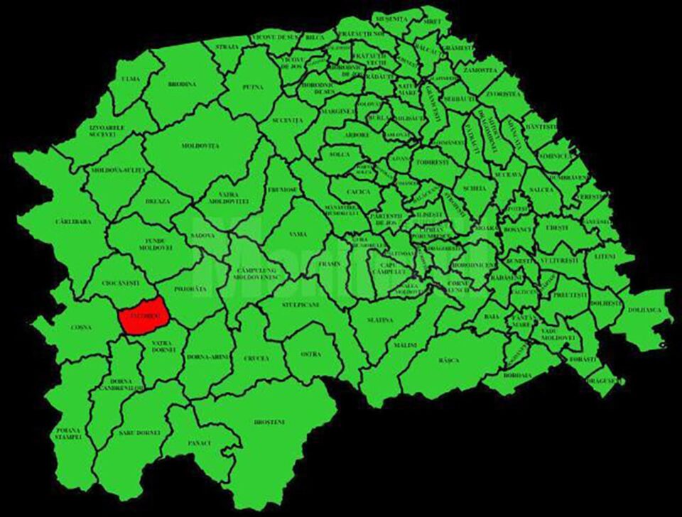 Harta incidenței Covid în județul Suceava