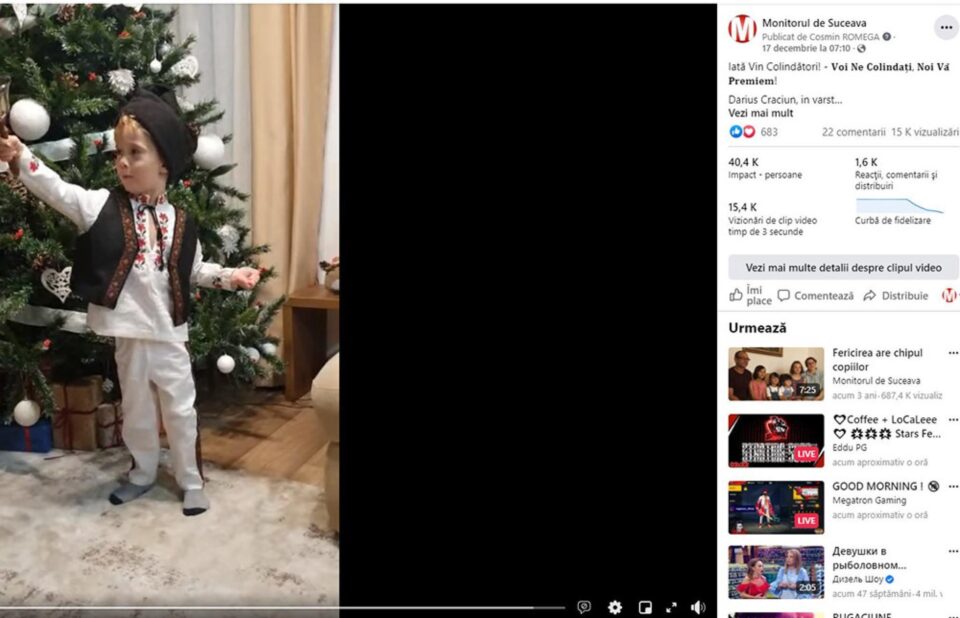 Premiu special - Darius Crăciun, în vârstă de 3 ani și 10 luni, de la grădinița Colegiului Pedagogic „Mihai Eminescu” din Suceava