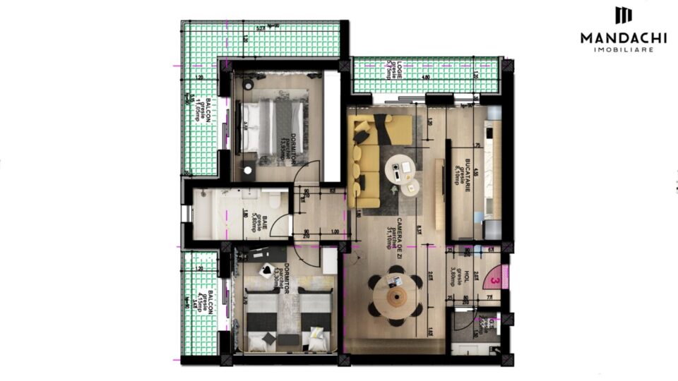 Planurile celor 5 tipuri de apartamente din complexul rezidential Mandachi Twins