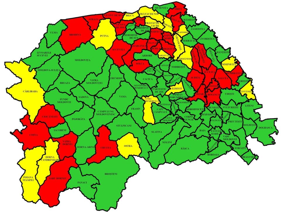 Municipiul Suceava a intrat în zona roșie