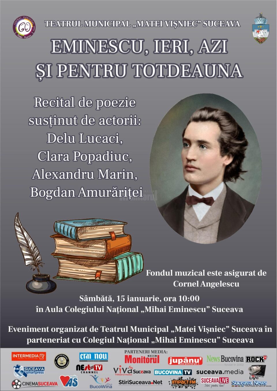 Eveniment dedicat lui Mihai Eminescu, de Ziua Culturii Naționale