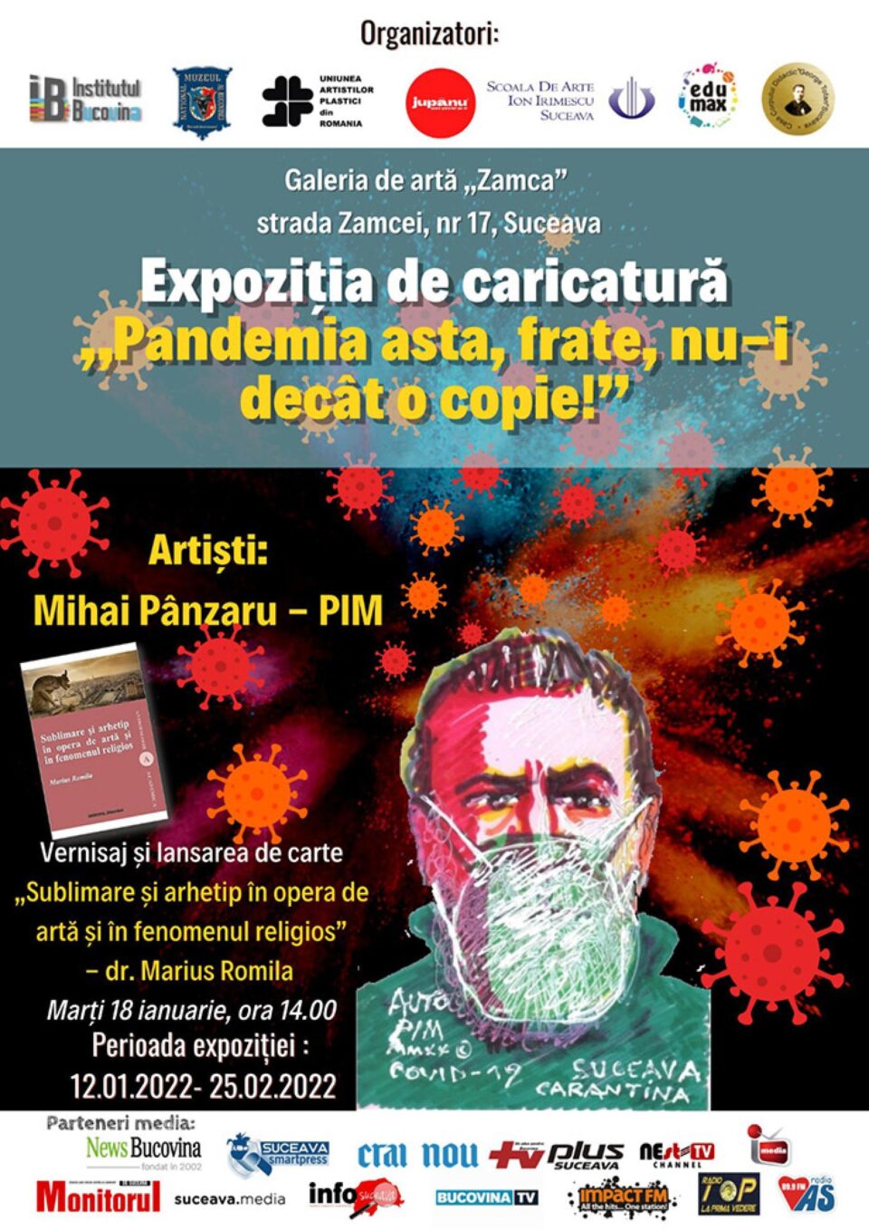 Expoziția de caricatură „Pandemia asta, frate, nu-i decât o copie!”, realizată de Mihai Pânzaru – PIM