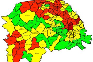 Harta incidenței Covid în județ