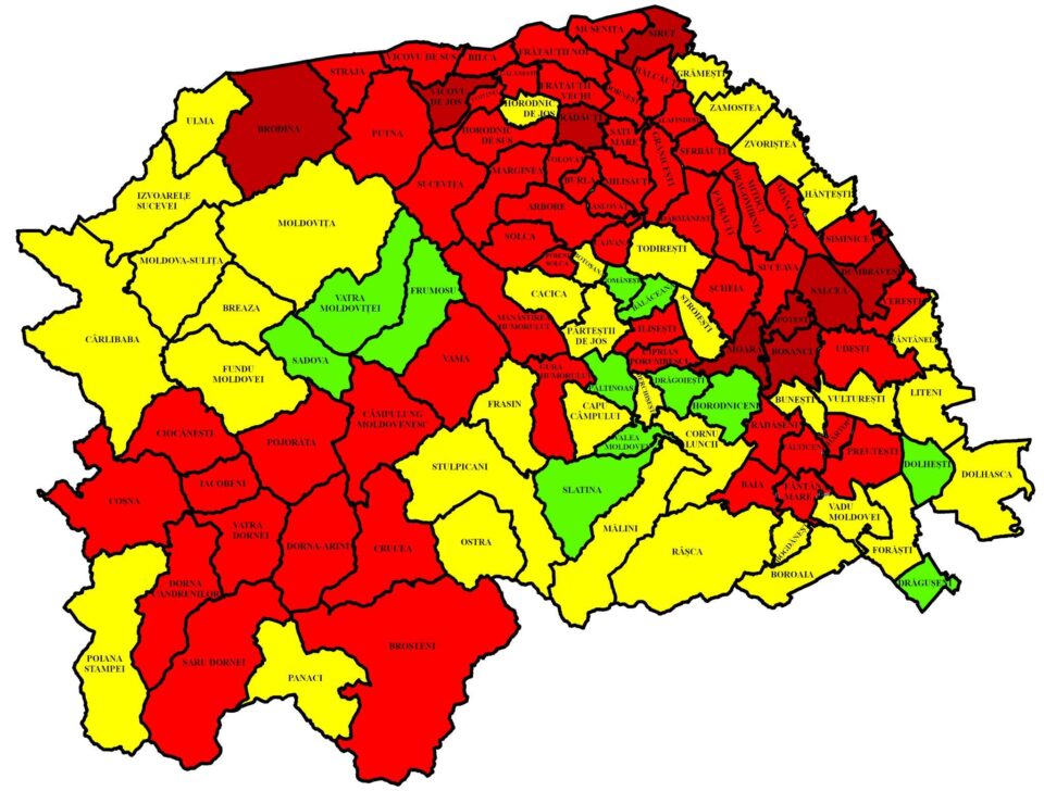 Harta incidenței în județ