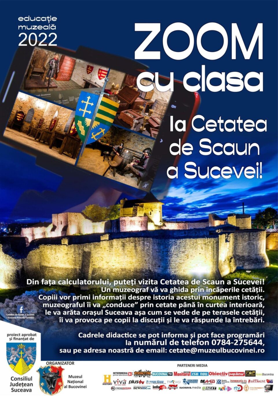 Din februarie se reiau excursiile „virtuale” prin proiectul educațional ZOOM cu clasa la Cetatea de Scaun a Sucevei Din februarie se reiau excursiile „virtuale” prin proiectul educațional ZOOM cu clasa la Cetatea de Scaun a Sucevei