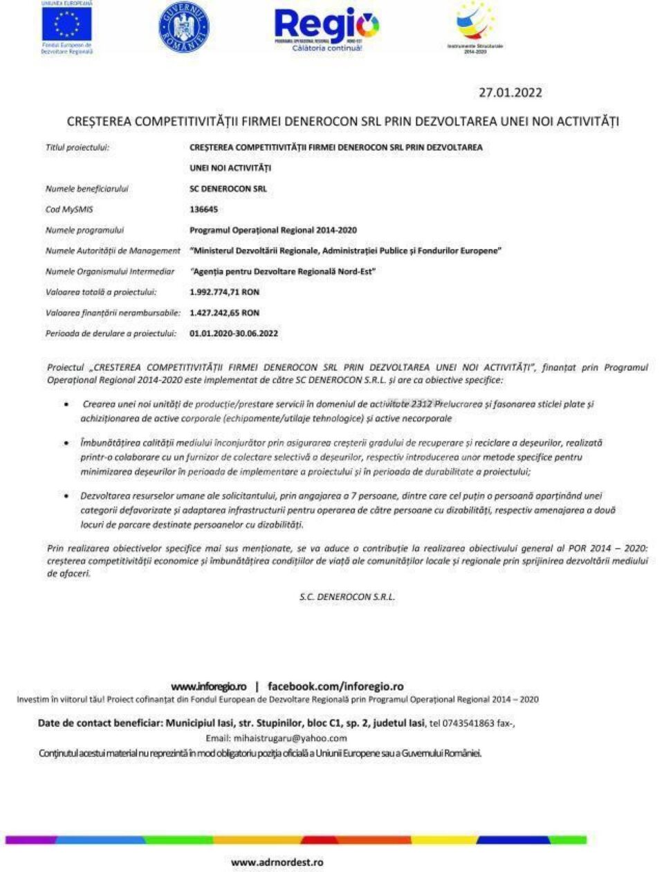 Comunicat de presă privind începerea implementării proiectului „Dezvoltarea și modernizarea activității societății GONBUILDING SRL prin achiziție de echipamente moderne și eco-eficiente” Comunicat de presă privind începerea implementării proiectului „Dezvoltarea și modernizarea activității societății GONBUILDING SRL prin achiziție de echipamente moderne și eco-eficiente”