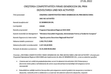 CREȘTEREA COMPETITIVITĂȚII FIRMEI DENEROCON SRL PRIN DEZVOLTAREA UNEI NOI ACTIVITĂȚI
