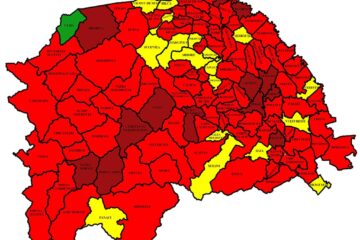 Harta incidenței Covid în județ