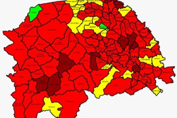 Harta incidenței Covid în județ