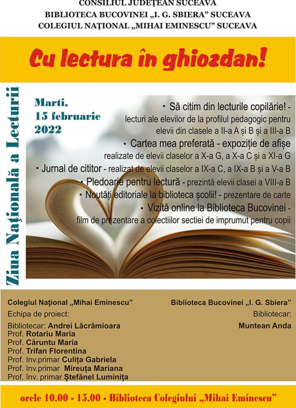 Ziua națională al lecturii va fi marcată marți la Biblioteca Bucovinei „I. G. Sbiera”