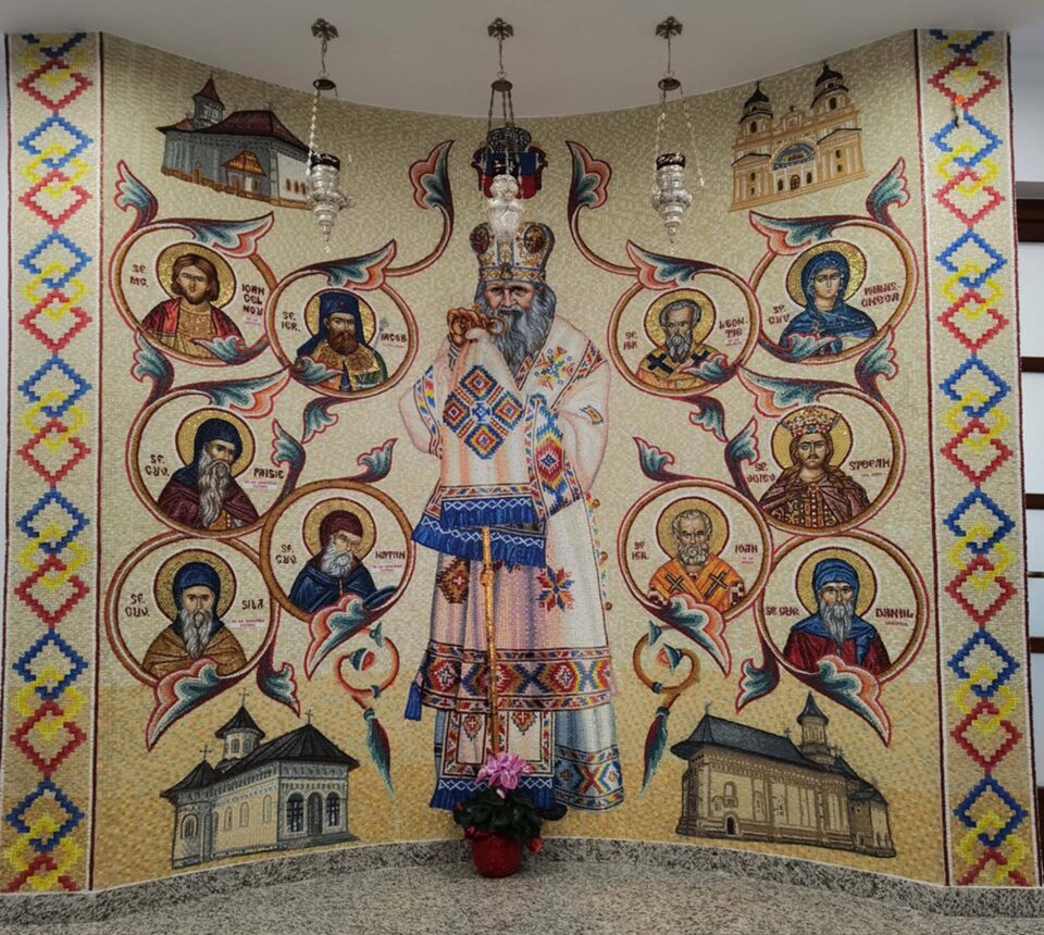 Compoziția artistică care îl înfățișează pe Arhiepiscopul Pimen