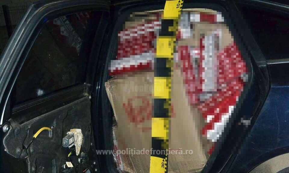 Mașină plină cu țigări de contrabandă, oprită cu ajutorul dispozitivului antipneu