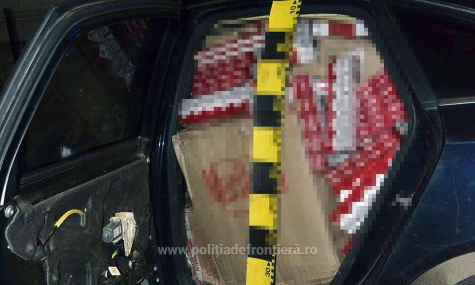 Mașină plină cu țigări de contrabandă, oprită cu ajutorul dispozitivului antipneu