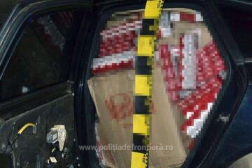 Mașină plină cu țigări de contrabandă, oprită cu ajutorul dispozitivului antipneu