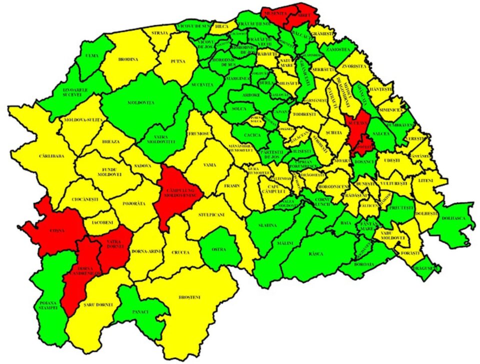În județ mai sunt opt localități în scenariul roșu