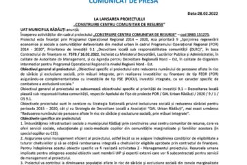 LA LANSAREA PROIECTULUI „CONSTRUIRE CENTRU COMUNITAR DE RESURSE”
