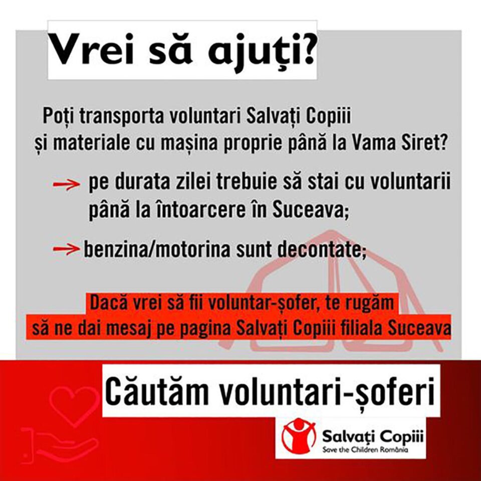 Puteți face donații pentru refugiații ucraineni în cadrul campaniei umanitare lansate de Salvați Copiii – Filiala Suceava