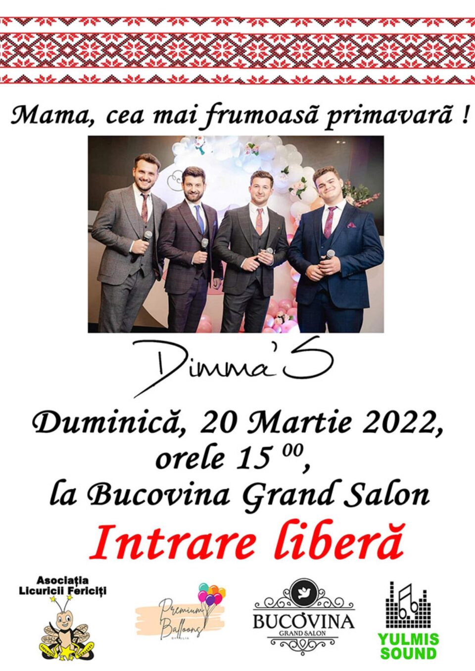 Formația de pop-opera Dimma'S va susține duminică un spectacol la Câmpulung Moldovenesc Formația de pop-opera Dimma'S va susține duminică un spectacol la Câmpulung Moldovenesc