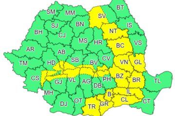 Cod galben de vânt puternic, cu rafale de peste 65 km/h sau chiar 100 km/oră