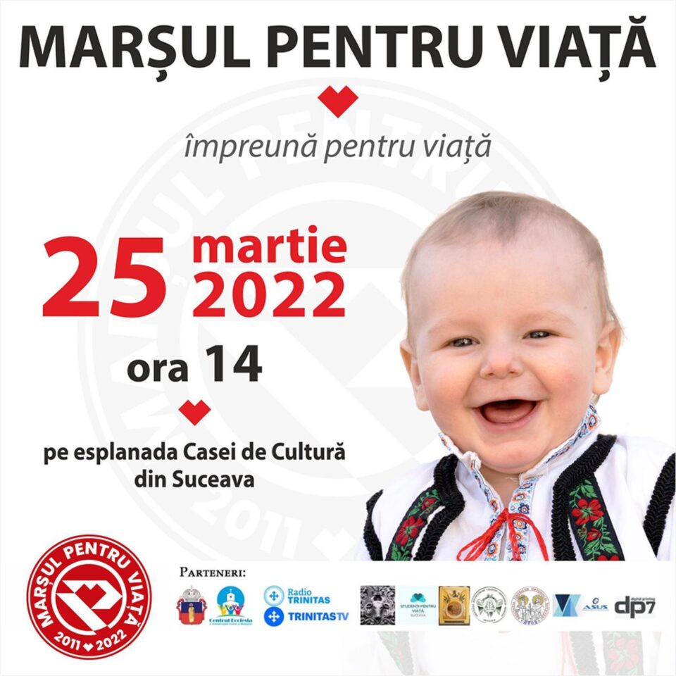 „Marșul pentru viață. Împreună pentru viață” va avea loc vineri, pe esplanada Casei de Cultură Suceava