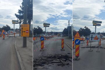 Lucrările de amenajare a unui sens giratoriu pe domeniul public au fost demarate pe o arteră principală a Sucevei, fără acordul Primăriei și fără a fi anunțate